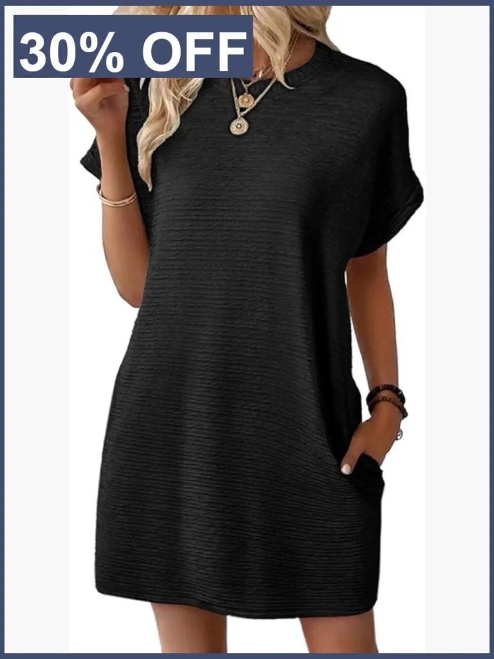 Short Sleeve Swing Mini Dress Crewneck Casual Beach Vacation